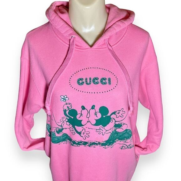Gucci+Disney Mickey Mouse Minnie Pink  Sweatshirt Hoodie Dress with Pockets - Picture 11 of 16